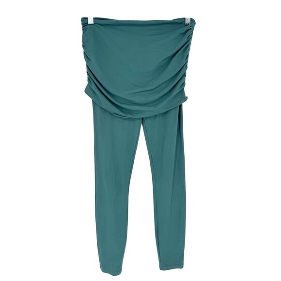 PrAna Remy Ruched Fold Over Skirt Leggings In Deep Balsam S Outdoor Athleisure - Picture 3 of 13